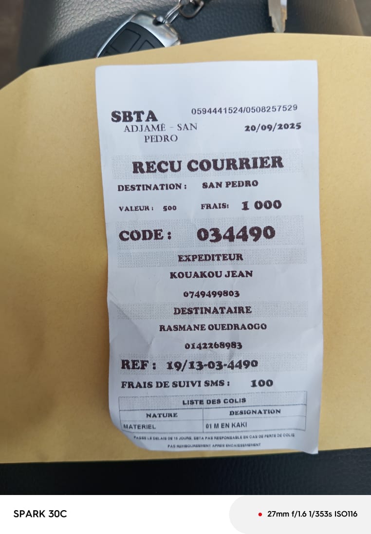 Client San Pedro - Preuve de livraison