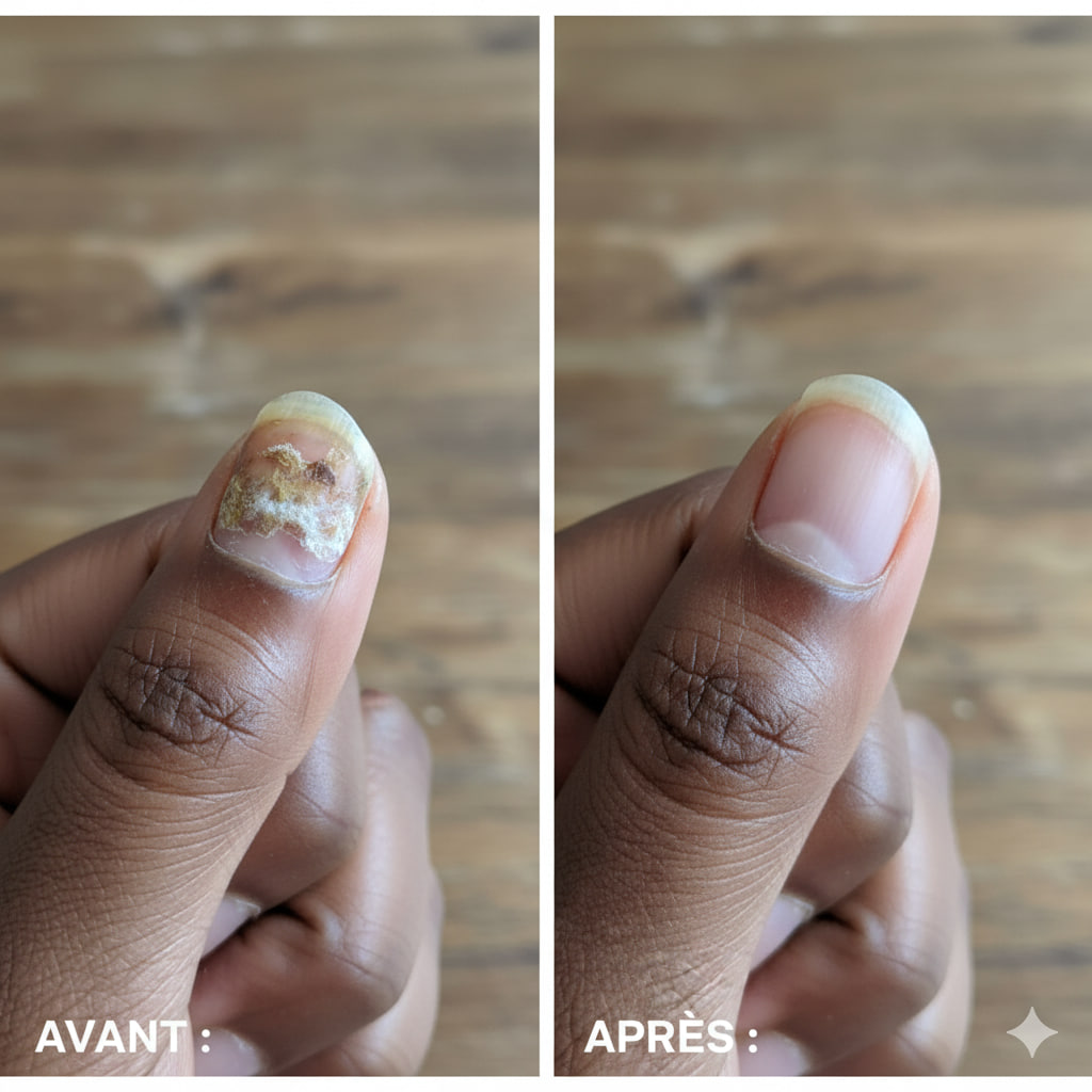 Témoignage photo ongle en cours de traitement
